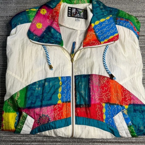 Vintage River Edge Women's Small 90s Windbreaker Full Zip 100% Nylon Y2K - Picture 6 of 8